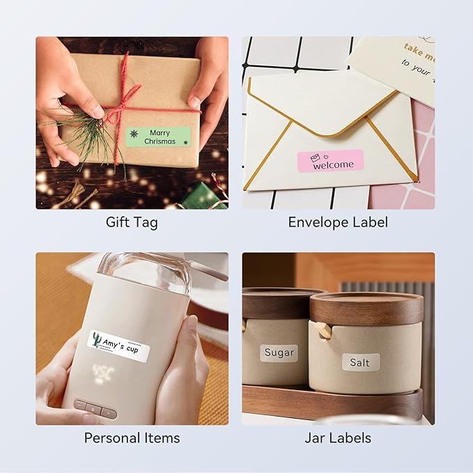 NIIMBOT Label Maker Tape for D11/D110/D101 Label Maker, 12 x 40 mm (0.47'' x 1.57'')-160 Tapes/Roll for Home Office Labeling Tape Replacement, Light Yellow