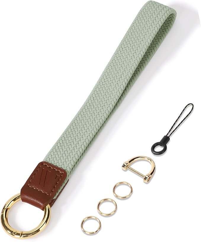 Wristlet Keychain for Women Stretchy Wrist Keychain Lanyard for Phone Case Wallet Id Card Badges (Standard - Sage Green)