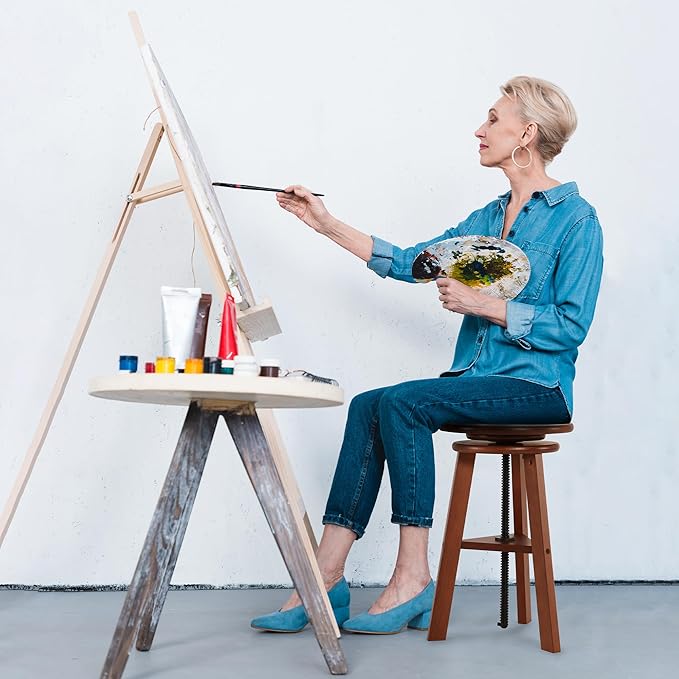 VISWIN 19"-26" H Wooden Adjustable Height Stool, Beech Wood Artist Stool for Drafting, Painting Stool for Artists, Adults, Wood Chair for ArtStudio, Bar, Kitchen, Home Use, Office