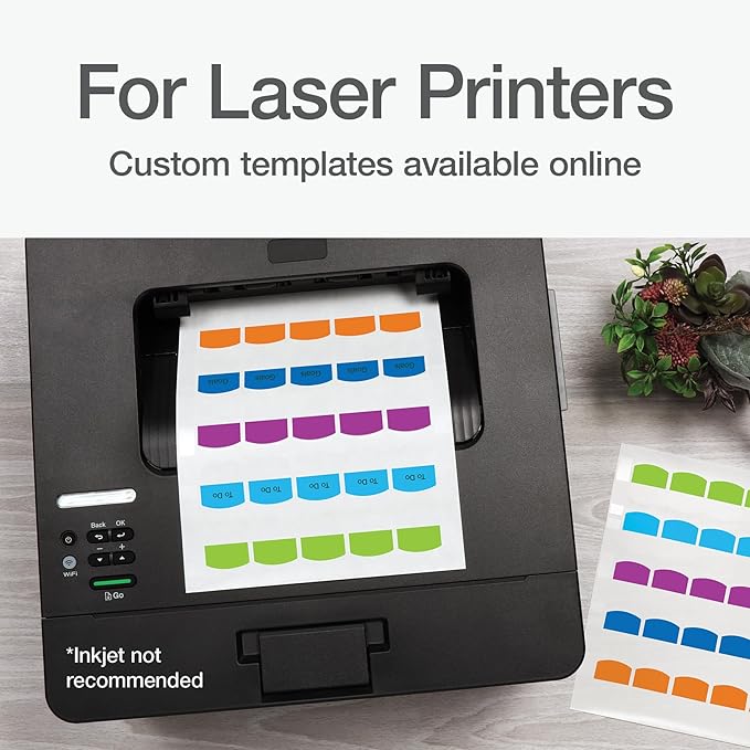 Redi-Tag Laser Printable Tabs, Permanent Index Tabs, Customizable Adhesive Labels, Assorted Tropical Colors, 1.125" x 1.25", 100 Per Pack (1006788)