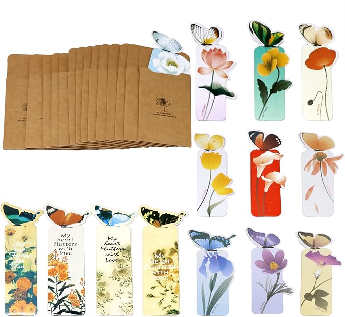 Honbay 28PCS Cute Butterfly Bookmark Paper Butterfly Book Page Markers for Students Reading Present Office Stationery or Classroom Gifts (14 Styles)