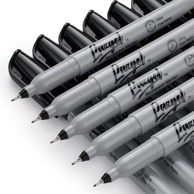 Ultra Fine Permanent Marker Bulk, 32 Pack Ultra Fine Point Black Permanent Marker set, Felt Tip Pens Works on Plastic, Wood, Stone, Metal and Glass for Doodling, Marking