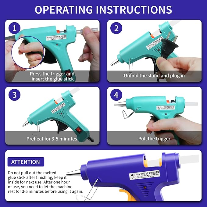 Mini Hot Glue Gun Set for Class Project, Small Glue Gun Hot Melt Arts Craft DIY Glue Gun for Crafts School DIY Arts Home Quick Repairs (Multicolored 8 Pieces)