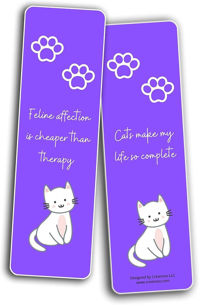 Creanoso Cats Make My Life Complete Bookmarks (5-Sets X 6 Cards) – Daily Inspirational Card Set – Interesting Book Page Clippers – Great Gifts for Adults and Professionals