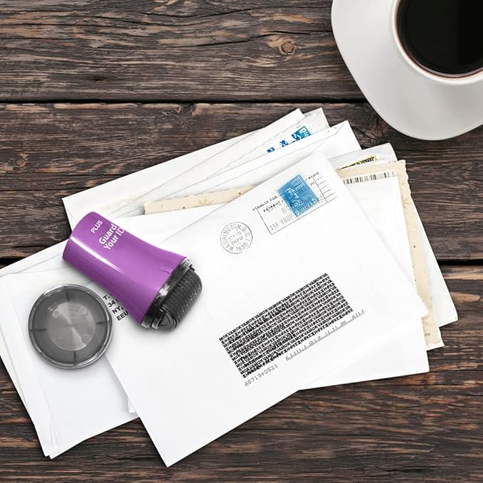 Wide Advanced Privacy Protection Roller for Bills, Mail, Address Labels, mask Private Information Without a Shredder, Identity Theft Prevention Stamp by Guard Your ID, ASOTV (Wide 3-Pack, Purple)