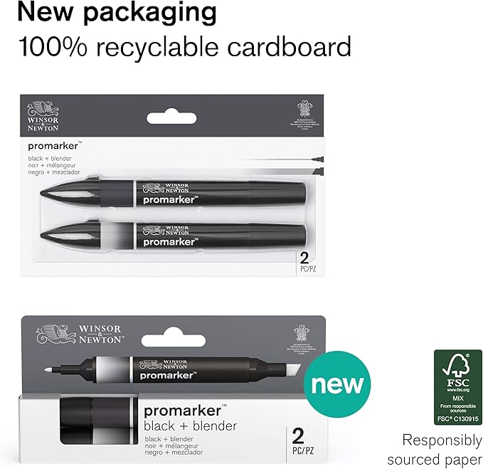 Winsor & Newton ProMarker Set, 2 Count, Black + Blender