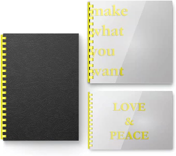 TOTiyea Binding Covers and Combs Kit, 20 Pcs Colorful Binding Combs,50 Pcs Leather Texture Paper Binding Cover and 50 Pcs 8 Mil Clear Presentation Covers,Binding 8.5x11 Inches Paper.