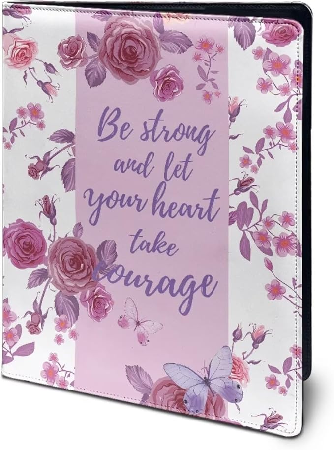 Cozeyat PU Leather Padfolio for Women Bible Inspirational Quotes with Rose Print Conference Folder Portfolio Interview Resume Folder A4/Letter Size