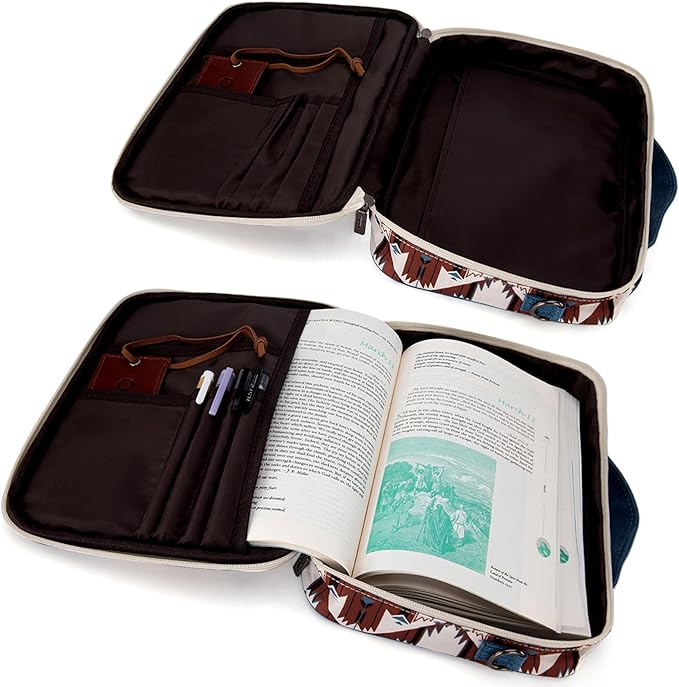Montana West Bible Book Covers for Women Canves Bible Cases with Zippered Pocket Bible Bags Handheld Crossbody Church Bible Study Supplie