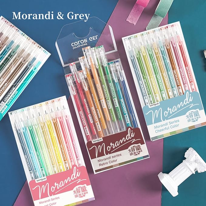 0.5mm Journal Colouring Pens, Assorted Rainbow Colors Pens Set of 9 for Adults Journal Coloring Calligraphy,Made for Everyday Writing, Journals,Drawing,Coloring Books (Morandi-Cheerful Color)