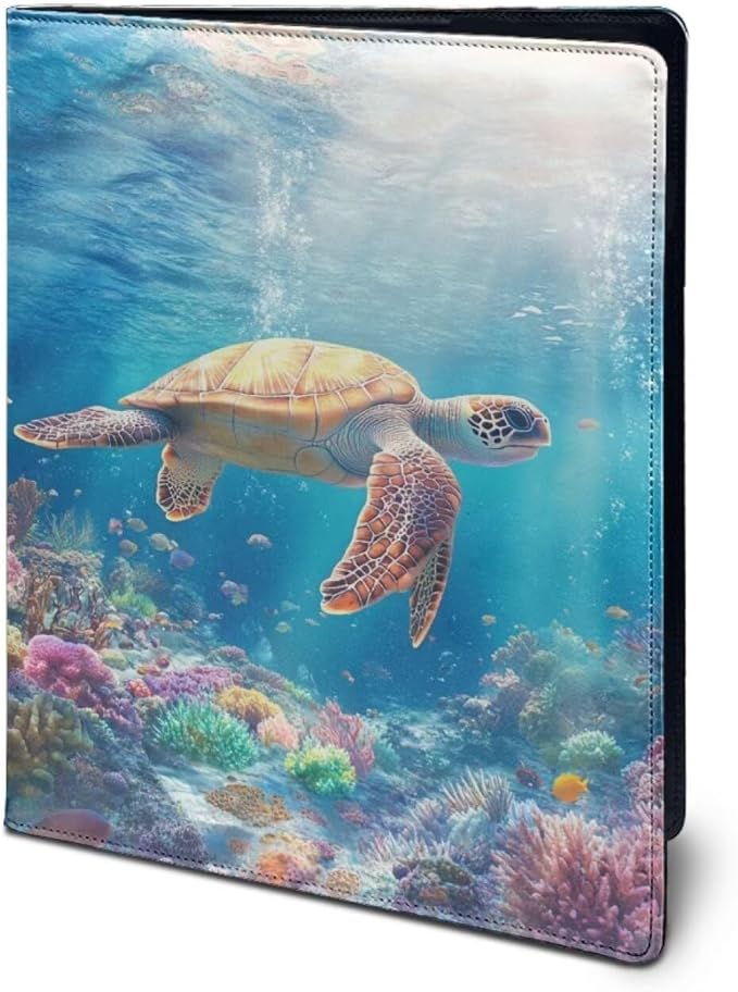 Cozeyat Padfolio Clipboard Folder Portfolio Ocean Sea Turtle PU Leather Clipboard with Cover for Legal Pad Holder Letter Size Writing Pad for Business School Office Conference Notepad Clip Boards