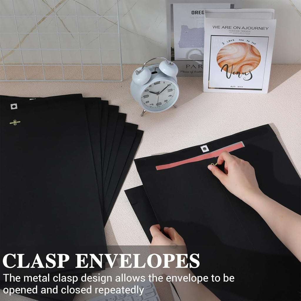 40 Pcs Extra Large Mailing Clasp Envelopes 14 x 18 Inch Jumbo Kraft Catalog Manila Envelope with Clasp Closure for Oversized Big Document Office Home Business School Storing Mailing(Black)