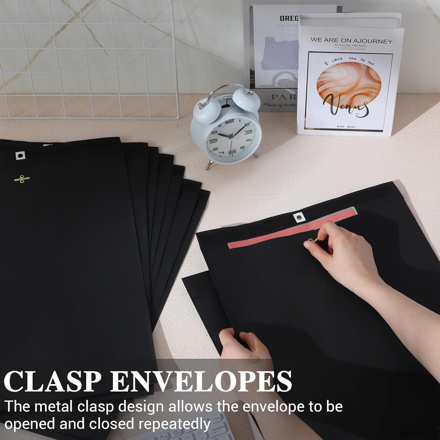 40 Pcs Extra Large Mailing Clasp Envelopes 14 x 18 Inch Jumbo Kraft Catalog Manila Envelope with Clasp Closure for Oversized Big Document Office Home Business School Storing Mailing(Black)