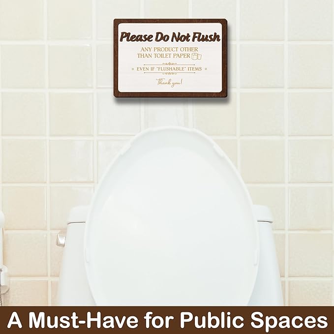Please Do Not Flush Sign For Bathroom - Please Do Not Flush Anything Except Toilet Paper Sign, Bathroom Rules Sign For Business, Septic Sign for Bathroom