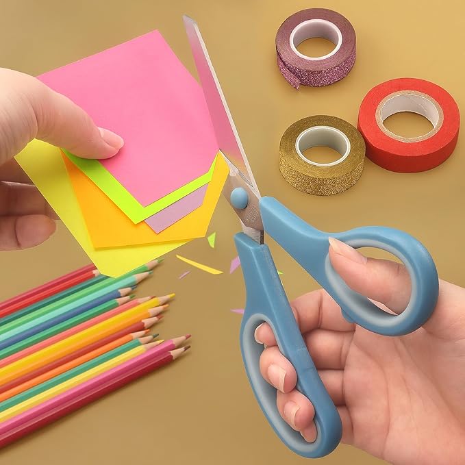 Scissors 8.5 Inch Multipurpose Scissors Bulk Set of 3, Durable and Sharp Scissors for Office Home School Sewing Fabric Craft Supplies, Soft Comfort-Grip Right/Left Hand