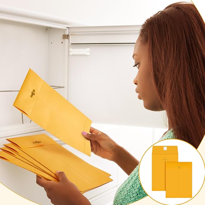 Geyee 300 Pcs 6 x 9 Inch Clasp Envelopes Manilla Envelopes Gummed Mailing Envelopes 28lb Kraft Clasp Closure for Storing or Mailing Colored Envelopes for Home Office Business(Bright Color)