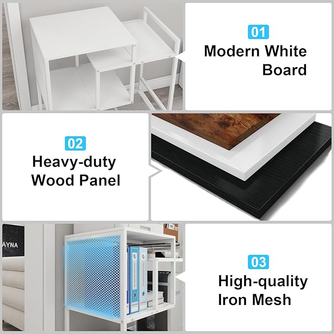 Natwind Mobile Printer Stand with Wheels,Computer Host Cart,PC Tower Stand, Multi-Functional Organizer Shelf for Shredder, Scanner, CPU,File Papers and Other Office Supplies (White)