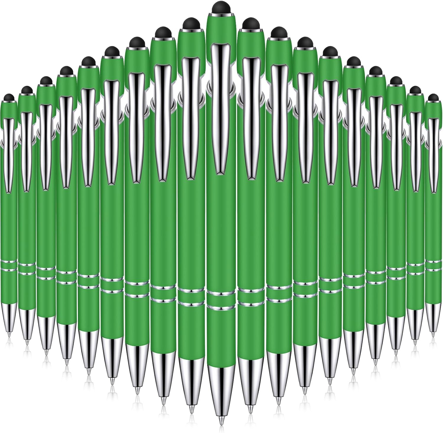 Zonon 38 Pieces Rubberized Ballpoint Pen with Stylus Tip Stylish Metal Pen Capacitive Styli with Soft Rubberized Grip, Black Ink for Most Devices(Green)