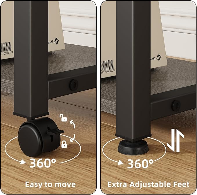 22"x15" Large Printer Stand with Storage Drawer and Side Bag, 3-Tier Height Adjustbale Printer Cart for Home Office, Rolling Printer Table fit Heat Press/Laser printer/3D Printer(Grey)
