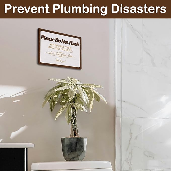 Please Do Not Flush Sign For Bathroom - Please Do Not Flush Anything Except Toilet Paper Sign, Bathroom Rules Sign For Business, Septic Sign for Bathroom