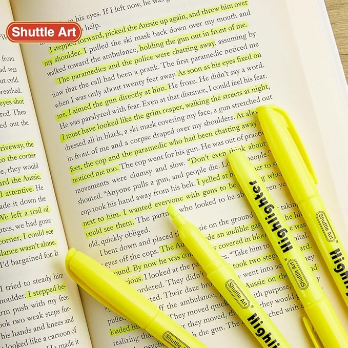 Shuttle Art 144 Pack Highlighters, Yellow Highlighter Pen Bulk with Versatile Chisel Tip Dry-Quickly Non-Toxic Highlighter Markers for Adults Kids Highlighting in Home School Office