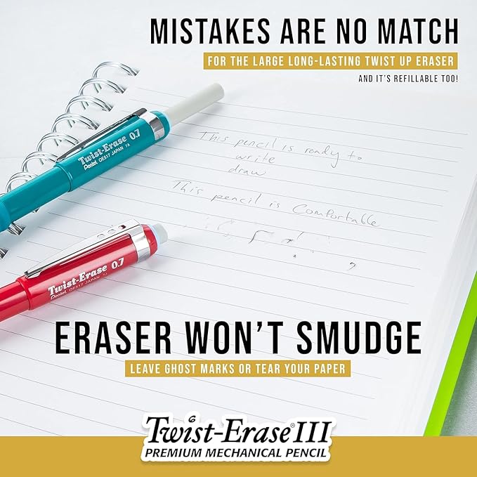 Pentel Twist Erase Refill Erasers - Pack of 18 - Latex Free Pentel Eraser Refill