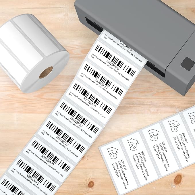 12 Rolls 3" X 1" Address Labels, 1300/Roll - Direct Thermal Labels Compatible with Zebra & Rollo Printers