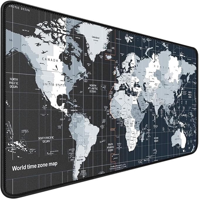 Large Desk Pad Gaming Mouse Pad,Extended Keyboard Mouse Mat Desk Pad with Non-Slip Rubber Base & Stitched Edge for Computers Laptop Desk Home Office Accessories,Map Pattern