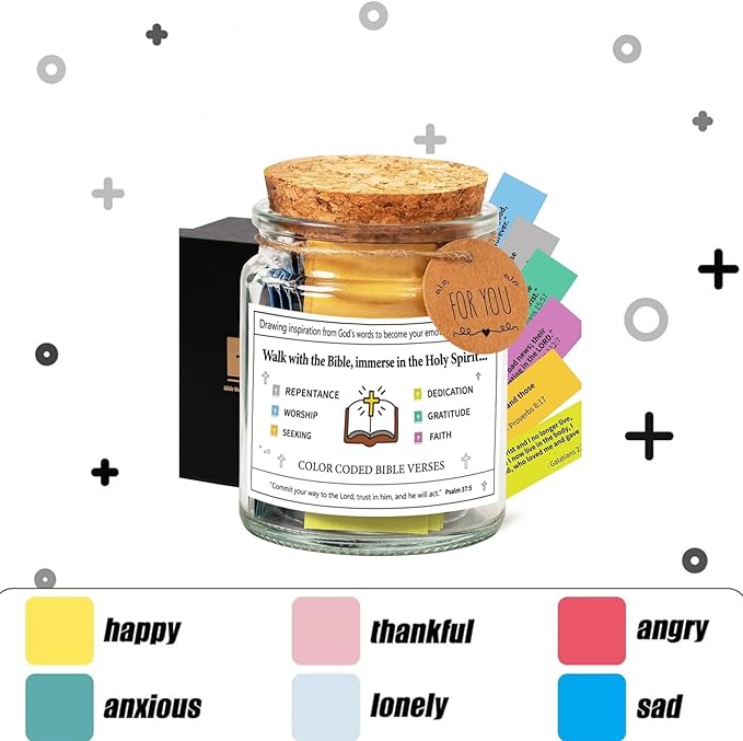 Bible Verses in a Jar,Bible Verses for Emotions and Feelings, Bible Jar of Virtues for Daily Character Development & Spiritual Enrichment, 90 Coloring Bible Cards for Christian Easter Gift (B)