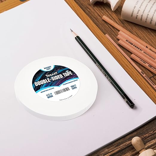 Ultra-Thin Permanent Double-Sided Tape - Double Sided Adhesive Sticky Tape for Arts, Crafts, Photography, Scrapbooking, Tear-by-Hand, Paper Backing - Acid Free 1/2Inch Wide 180FT Long