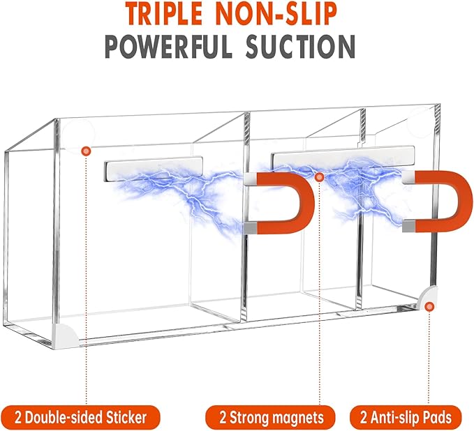 Magnetic Dry Erase Marker Holder, Acrylic Magnet Pen Holder for Whiteboard, Refrigerator, Magnetic Fridge Organizer for Office, Classroom, Whiteboard Maker Holder, Locker Organizer