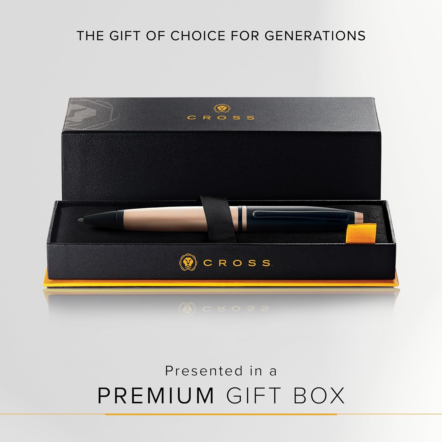 Cross Calais Refillable Ballpoint Pen Presented in a Luxury Gift Box - Medium Point, Black Ink, Brushed Rose Gold & Black