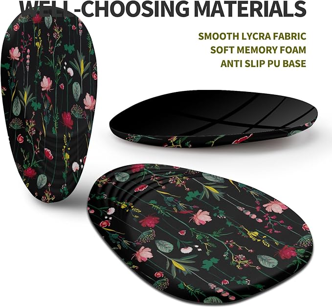 Hokafenle Ergonomic Mouse Pad Wrist Support, Terraced Slope Carpal Tunnel Wrist Pad for Mouse with Unibody Memory Foam, Wrist Rest Pain Relief Mousepad (Flower Vine, 11.8x7.9 in)