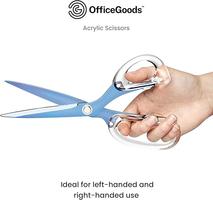 OfficeGoods 9” Stainless Steel Acrylic Scissors for Office and Home - Aesthetic and Sharp All Purpose Scissors, Perfect for Sewing, Arts and Crafts - Sapphire