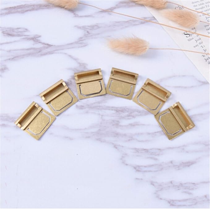 Airlove Retro Brass Bookmark, Mini Index Clamp Label Clip, Stationery Gifts(6pcs)