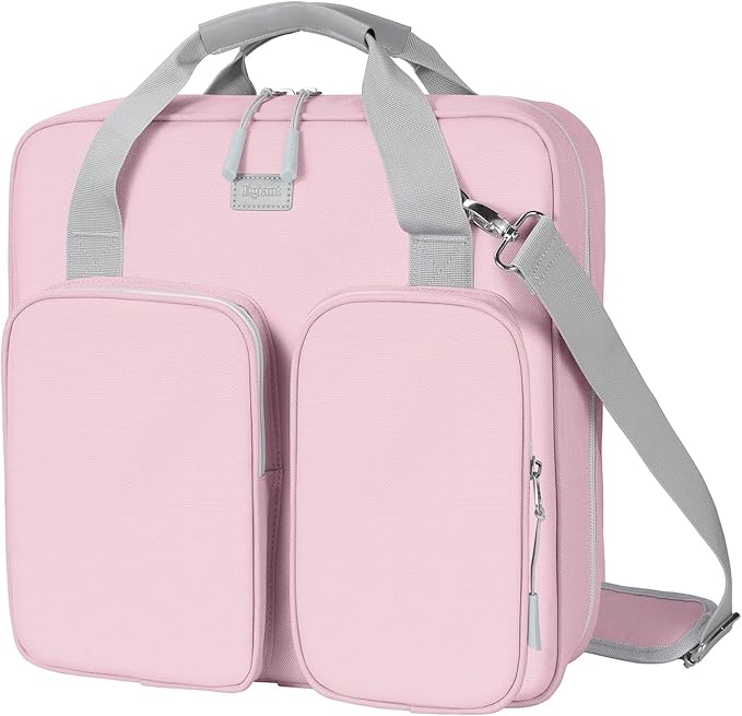 4 Inch 3 Ring Zipper Binder with Shoulder Strap & Handle & Multi-Pocket - 4" Binder with Zipper for School, Compatible with 13-Inch Laptop MacBook/Tablet-Patent Design-Pink