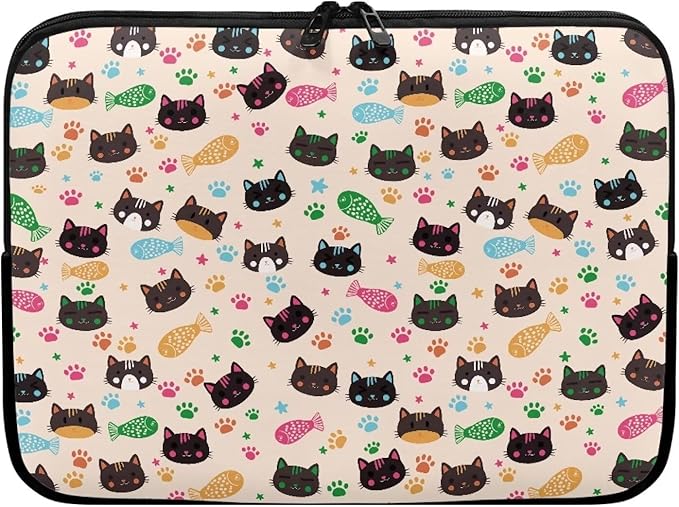 Cat Fish Printed Computer Carrying Cover, Large Capacity Laptop Case Bag Easy to Carry Computer Bag, 10 Inch Lightweight Laptop Briefcase Messenger Bag for Women