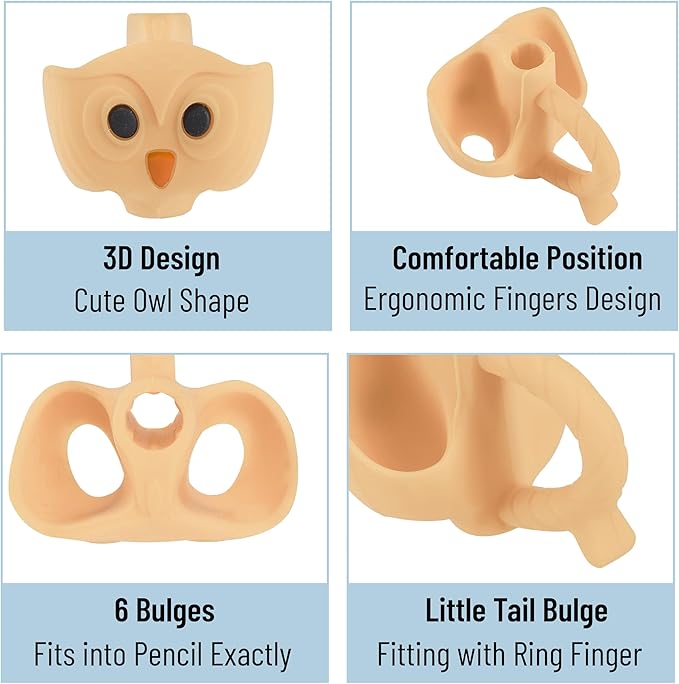 Mr. Pen- Owl Pencil Grips, 6 pcs, Morandi Colors Pencil Grips, Cute Pencil Grips, Pencil Grips for Kids Handwriting, Pencil Grips for Kids, Finger Grips for Pencils, Writing Aids for Kid