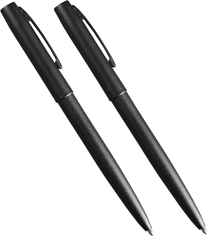 Rite in the Rain Weatherproof Black Metal Clicker Pen, Black Ink, 2 Pack (No. 97-2)