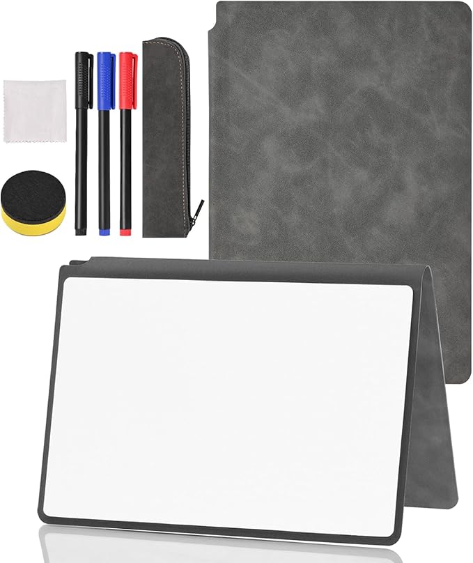 Portable Dry Erase Board,Portable White Board,Small Dry Erase Board,Foldable,Erasable,Repeatable,9.5 * 6.6 inches,for Office,Home,School,Study,Meeting(Black)