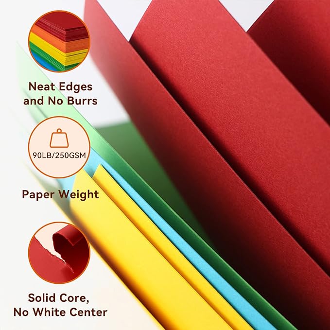 8.5x11 Cardstock 25sheets Colored Cardstock Assorted 25 Colors, 90 lb/250 gsm Card Stock Colored Paper for Cricut Machine, Card Making, Scrapbook & DIY Crafts
