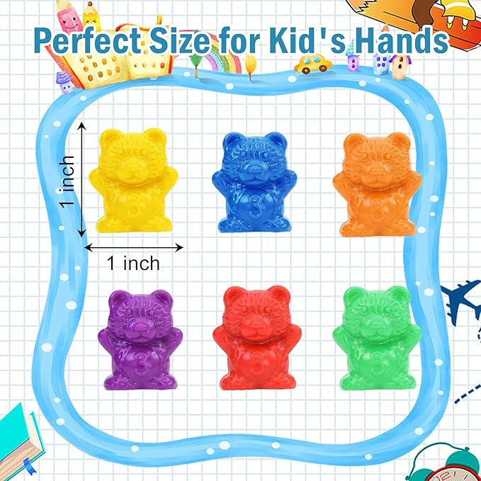 Timoo 120 Pcs Rainbow Counting Bears Math Manipulatives Color Sorting Bears Counting Bears for Toddlers (Green & Purple & Blue & Orange & Red & Yellow)