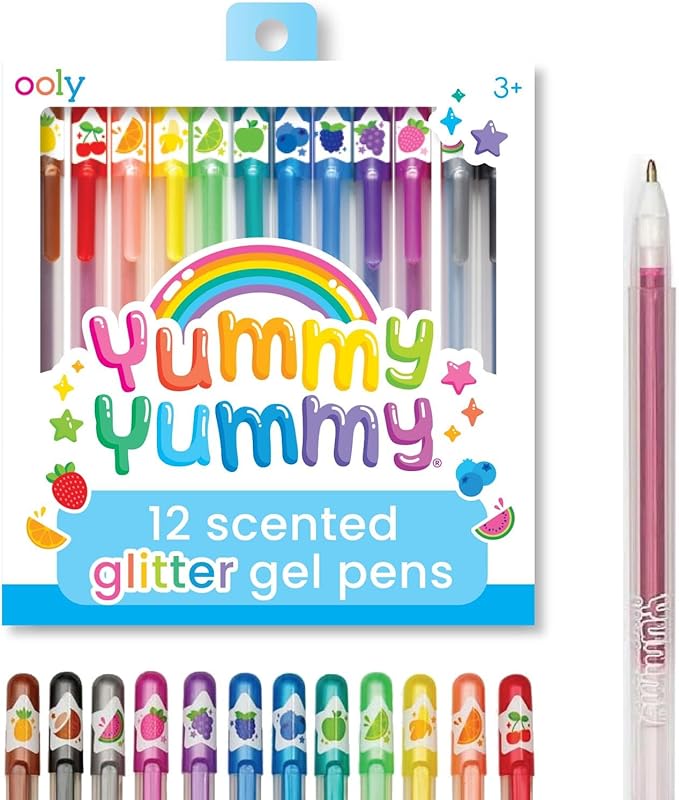 Ooly Yummy Yummy Scented Gel Pen Bundle of 24, Easter Activities for Kids, Includes 12 Glitter, Neon & 6 Metallic Gel Pens, Fun Pens for Kids School Supplies