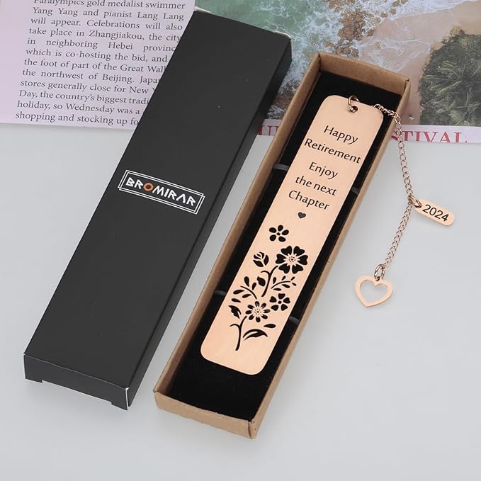 Secret Santa Gifts for Coworker, Christmas Gifts for Women 2024, Coworker Leaving Gifts for Women, Retirement Gifts for Women Men, Metal Happy Retirement Bookmark, Cool Retirement Gifts for Teacher