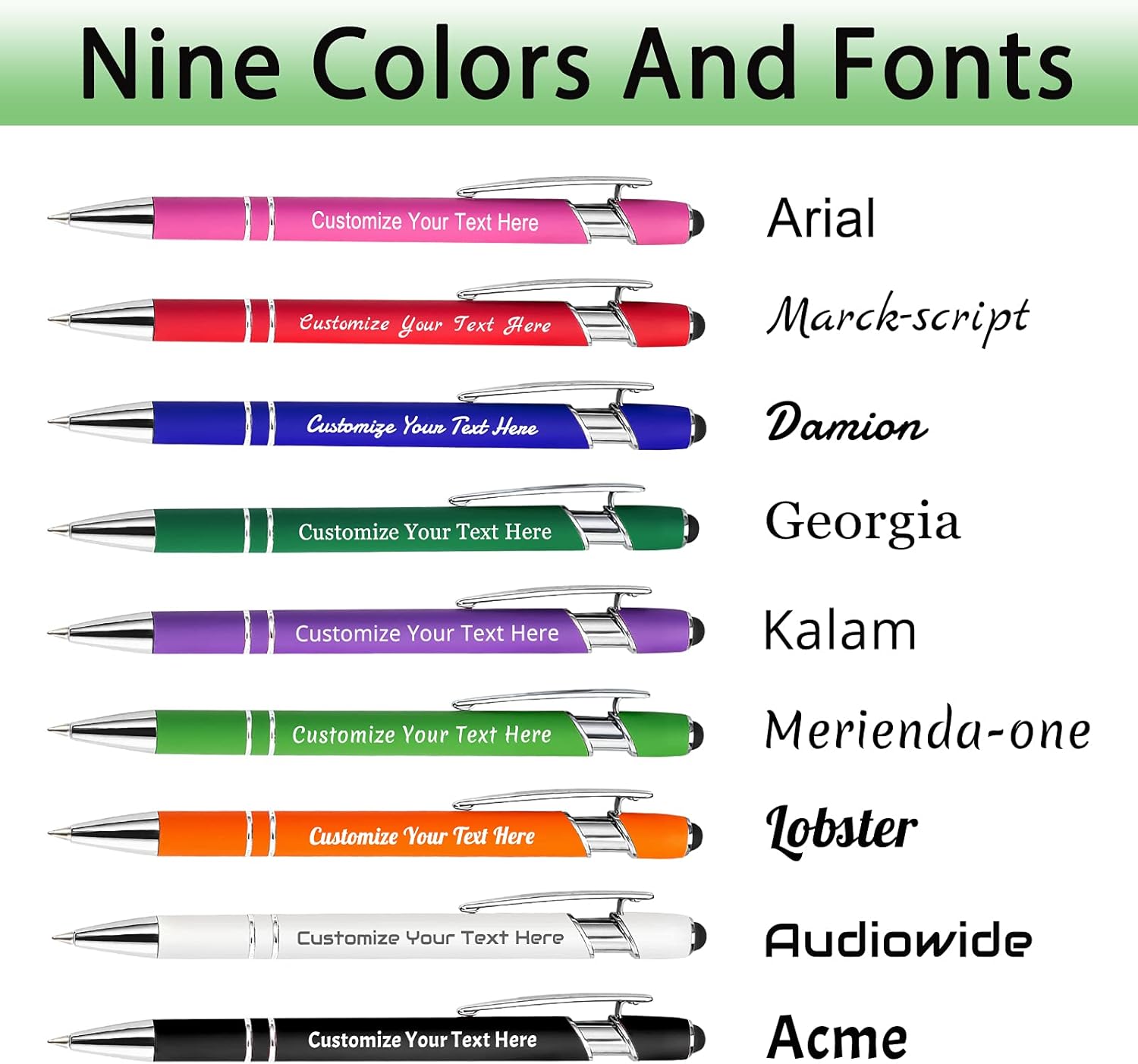 Max 500 Pcs Personalized Pens Bulk, Custom Pens with Free Engraving, Customized Stylus Tip Ballpoint Pen with Your Name Massage Text for School Office Business Graduation Anniversaries-250 Packs