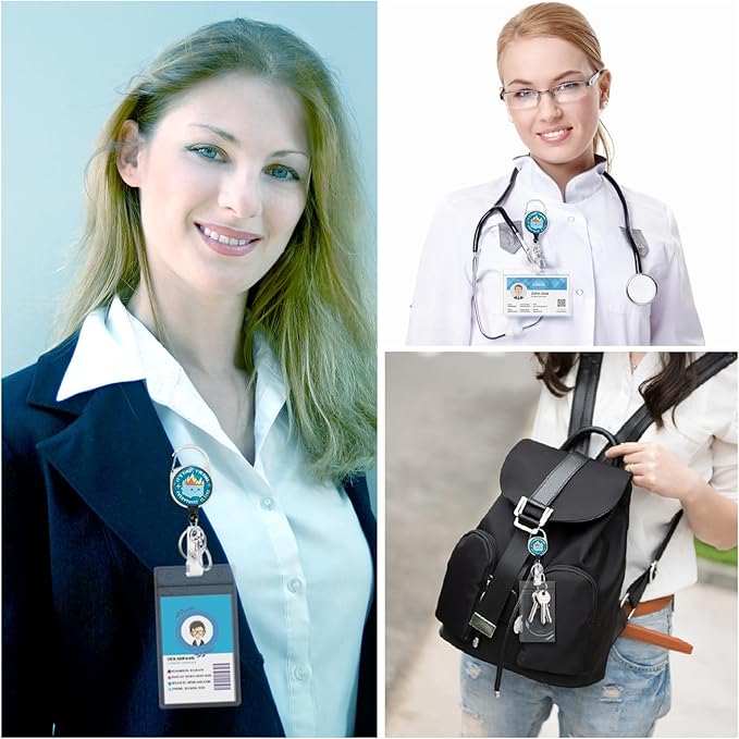 Gctriki Dumpster on Fire Badge Reel Retractable with 360° Swivel Carabiner Clip, Cute Work ID Badge Holder Retractable Clip, Students Nurse Teacher ID Card Holder Keychain Accessories Office Gifts