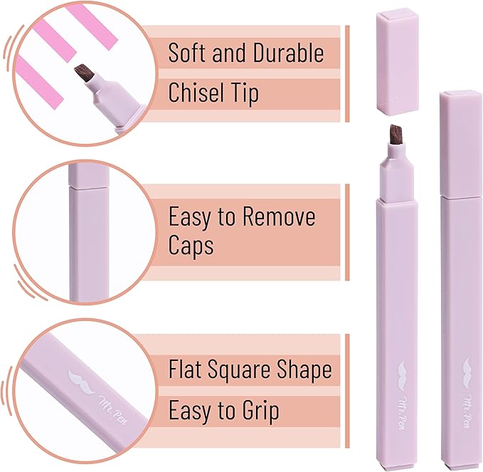 Mr. Pen- Aesthetic Highlighters and Pens, 16 Pack, Black Ink, Pastel Color Highlighters, No Bleed Bible Pens