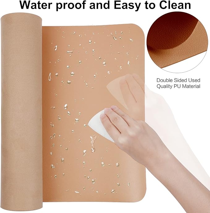 Boutilon Leather Desk Pad 35"x 17" Non-Slip Mouse Pad,Office Desk Mat,Waterprooft PU Leather Desk Blotter,Desk Pad Protector,Desk Writing Pad for Home Office Decor (L-Orange Pink,35"x 17")