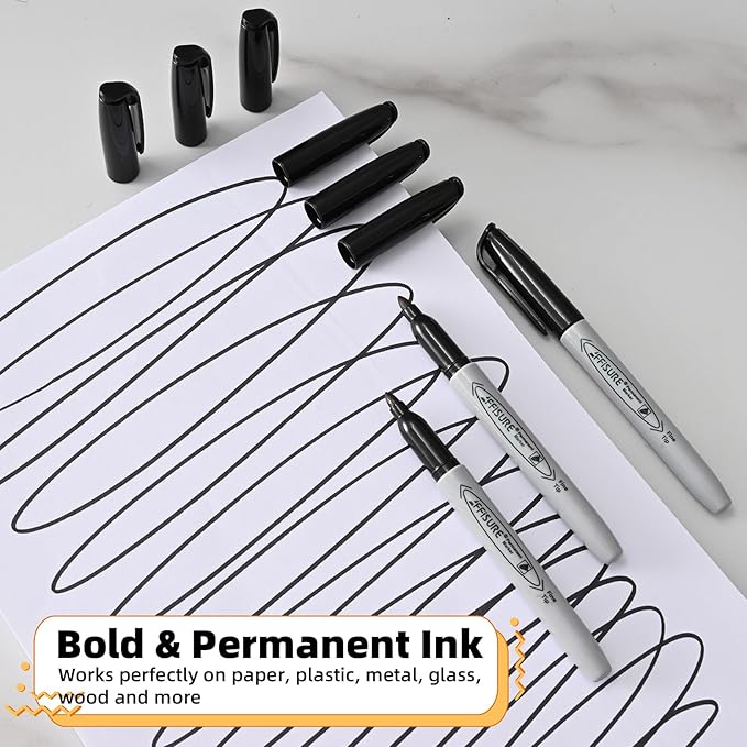 Permanent markers, 40 packs permanent markers bulk, quick drying in one second, waterproof, smooth, not easy to erase, durable, can be marked on glass, tiles and cloth, office supplies,Gray shell