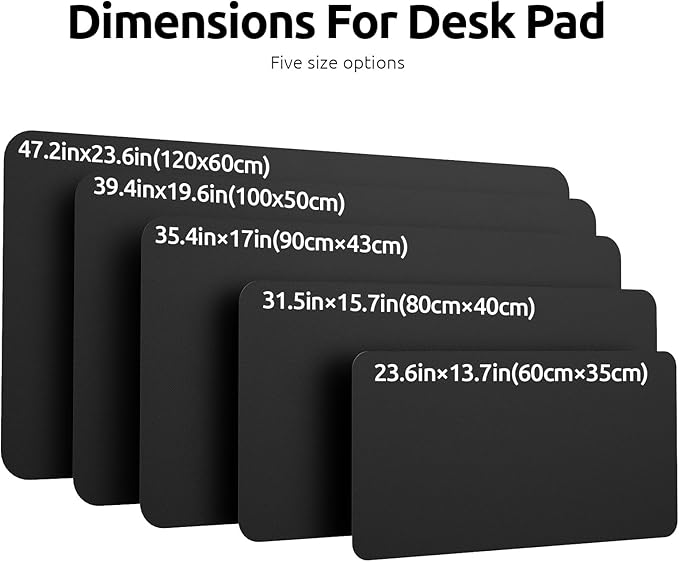 YSAGi Leather Desk Protector, Office Mat, Large Mouse Mat, Non-Slip PU Leather Blotter, Laptop Desk Mat, Waterproof Writing Pad for Office and Home (Black, 31.5" x 15.8")